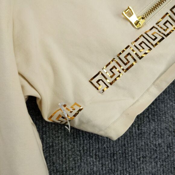 Makobi Womens Top Plus Size 3X Cream Shirt Shiny Skull Graphic Logo - Picture 8 of 12